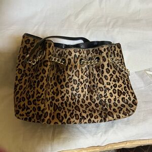 Leopard Print Women's handbag  genuine leather Roberta Gandolfl designer purse.